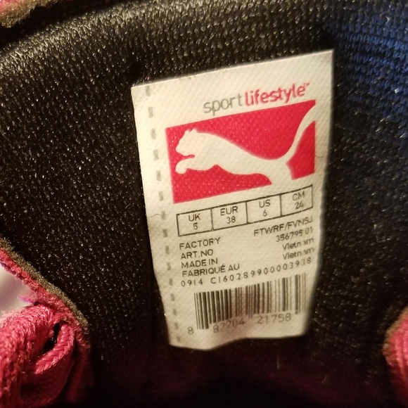 PUMA pink print SIZE 6 TENNIS SHOES sneakers - Picture 7 of 8